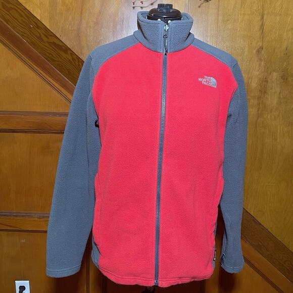 The North Face - Men's Full Zip Fleece Jacket – Red and Gray – Size Medium - Picture 1 of 12